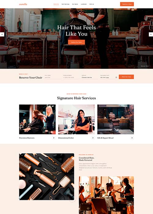 Aurelle Hair website