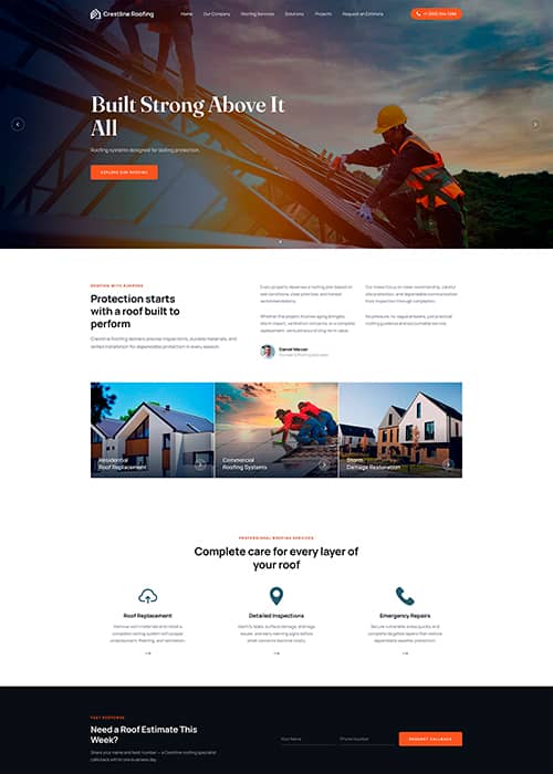 Crestline Roofing website